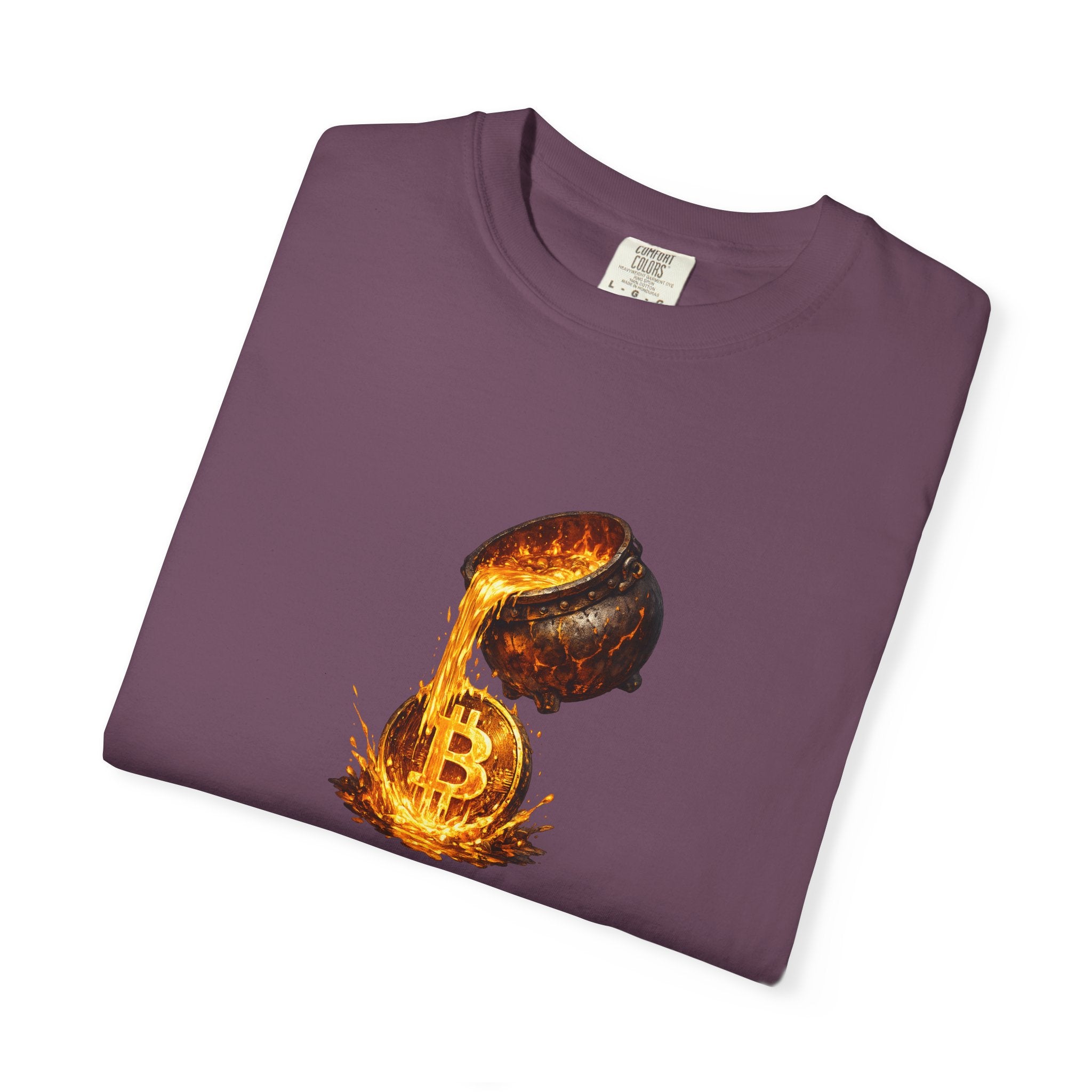 Molten Bitcoin Pour Tshirt Crypto Lava Gold Graphic Tee Bitcoin Investor Shirt 7 colors 100% cotton