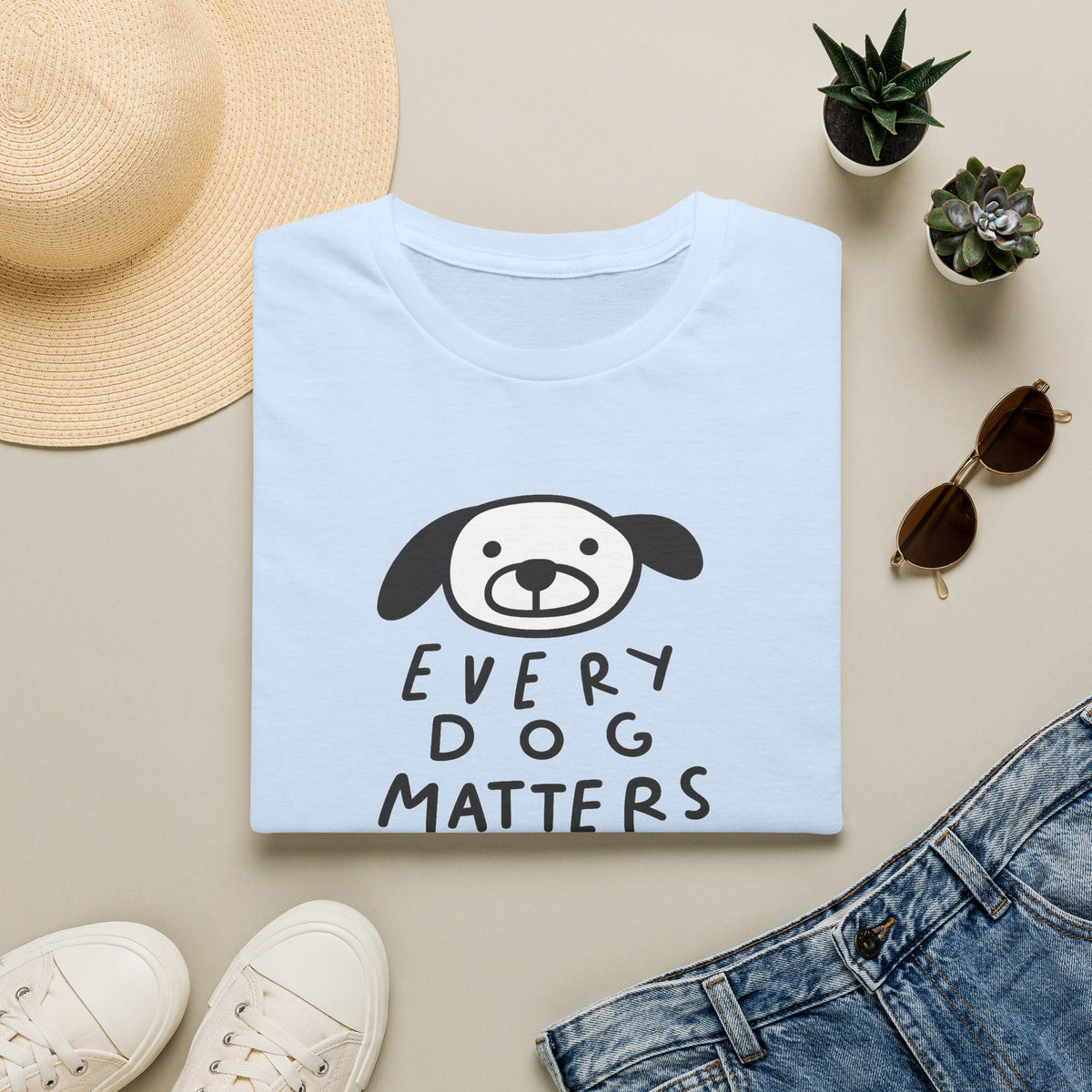 SatsandSripes.com Every Dog Matters T-Shirt Cute Dog Lover Shirt Rescue & Adoption Tee Animal Lover Gift Pet Lover Top Light Blue