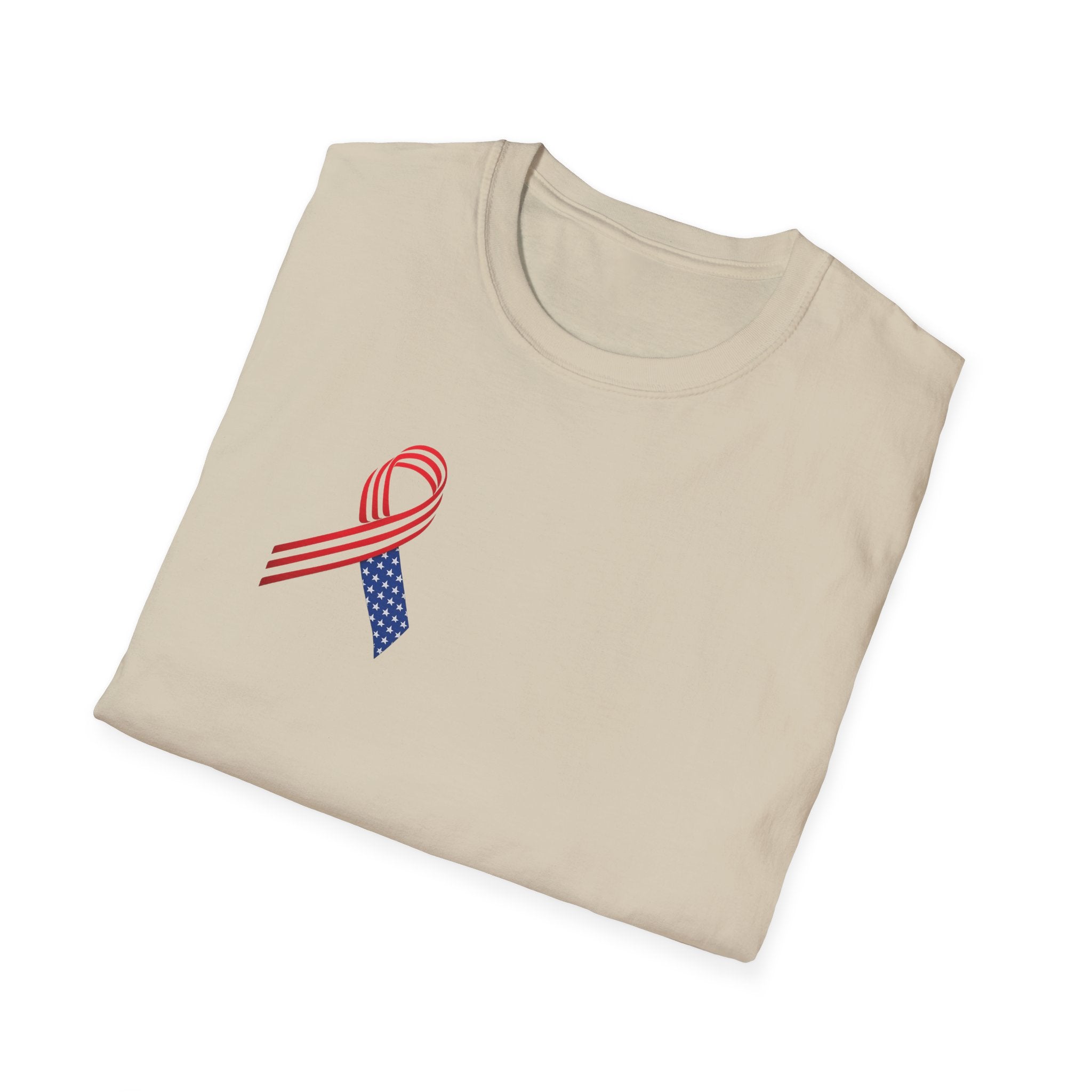 Patriotic Awareness Ribbon T-Shirt Red White Blue USA Veterans Memorial Support Shirt Minimal Patriotic Tee 5 colors 100% cotton
