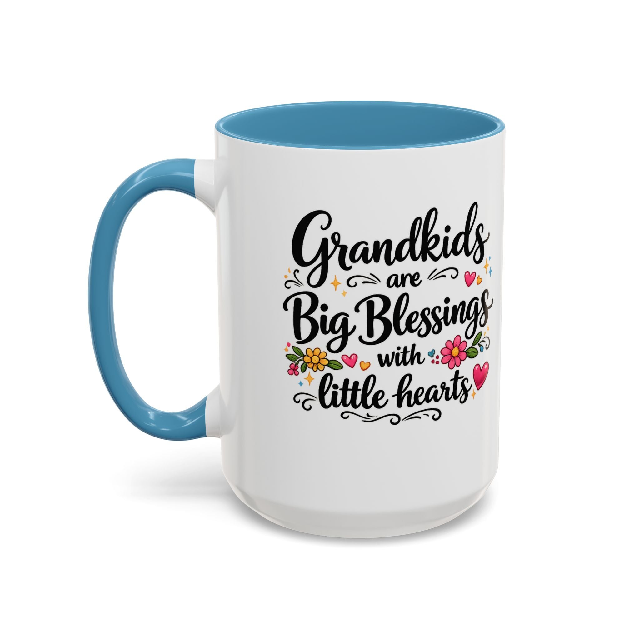 Grandkids Are Big Blessings Mug Grandma Coffee Mug Floral Grandma Gift 6 Color Options 11 oz or 15 oz
