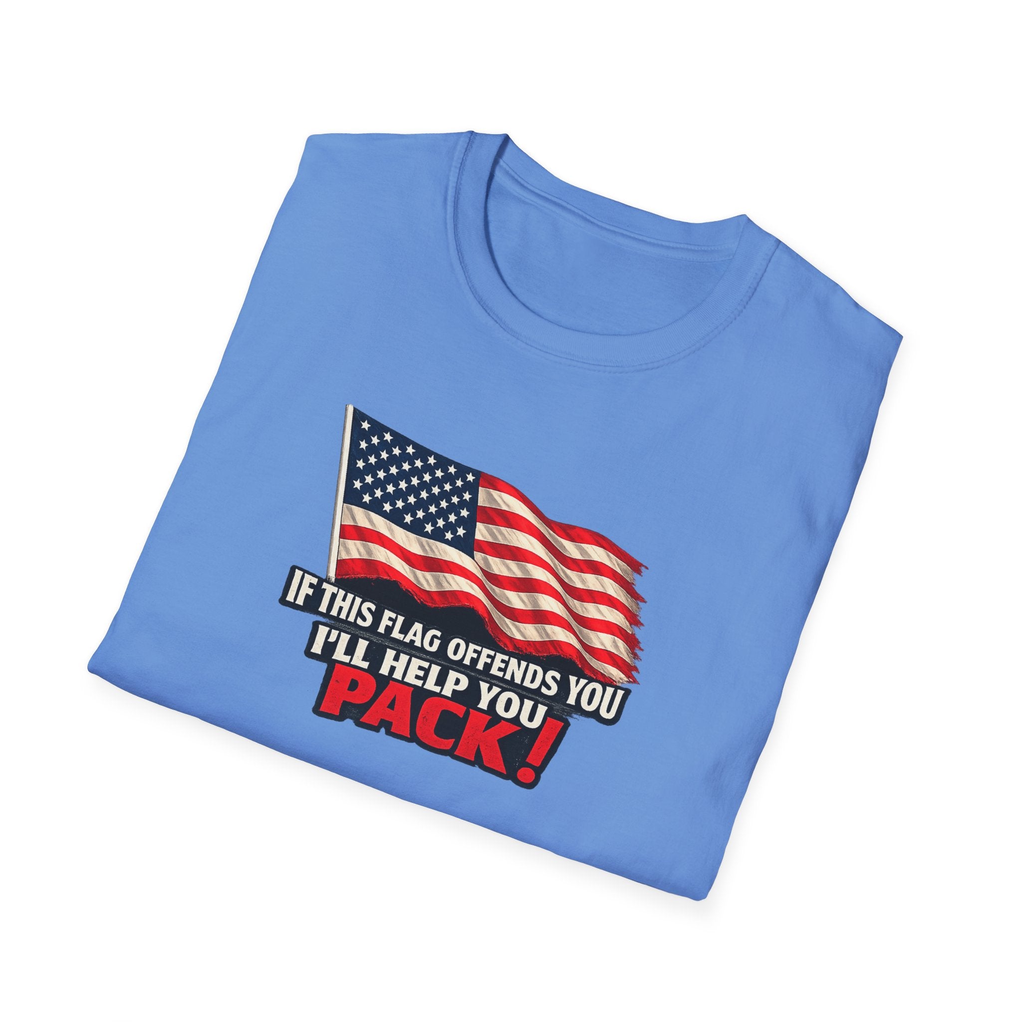 If This Flag Offends You I'll Help You Pack Tee Patriotic American Flag Shirt Gift for Patriots 7 colors 100% cotton
