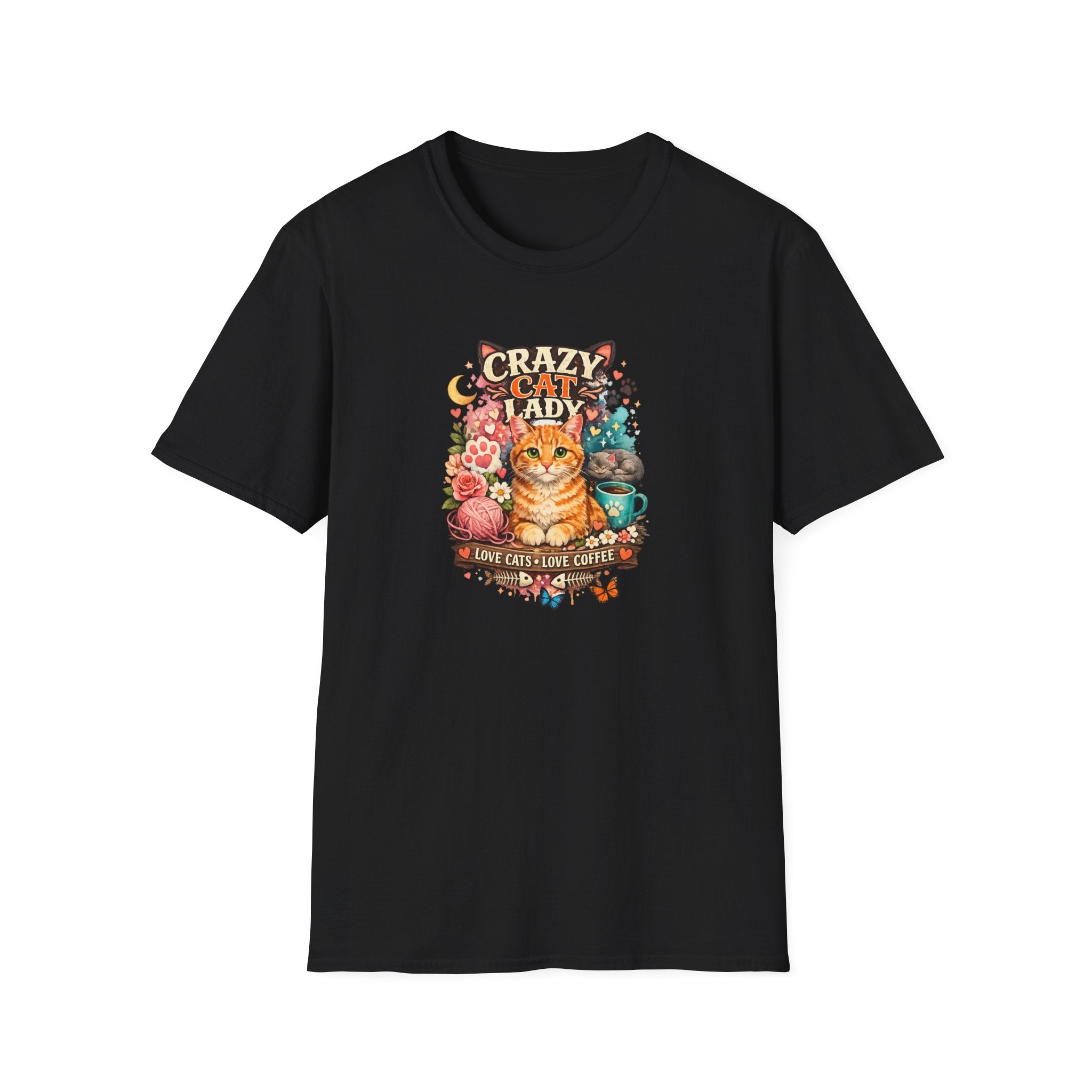 Crazy Cat Lady T-Shirt Love Cats Love Coffee Tee Cute Cat Mom Shirt Funny Cat Lover Top Gift for Cat Owners 8 colors 100% cotton