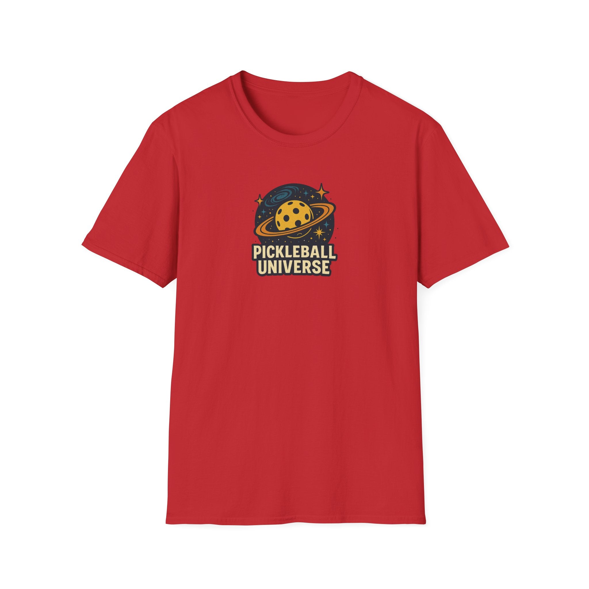 Sats and Stripes Pickleball Universe T-Shirt Fun Space Pickleball Graphic Tee Red