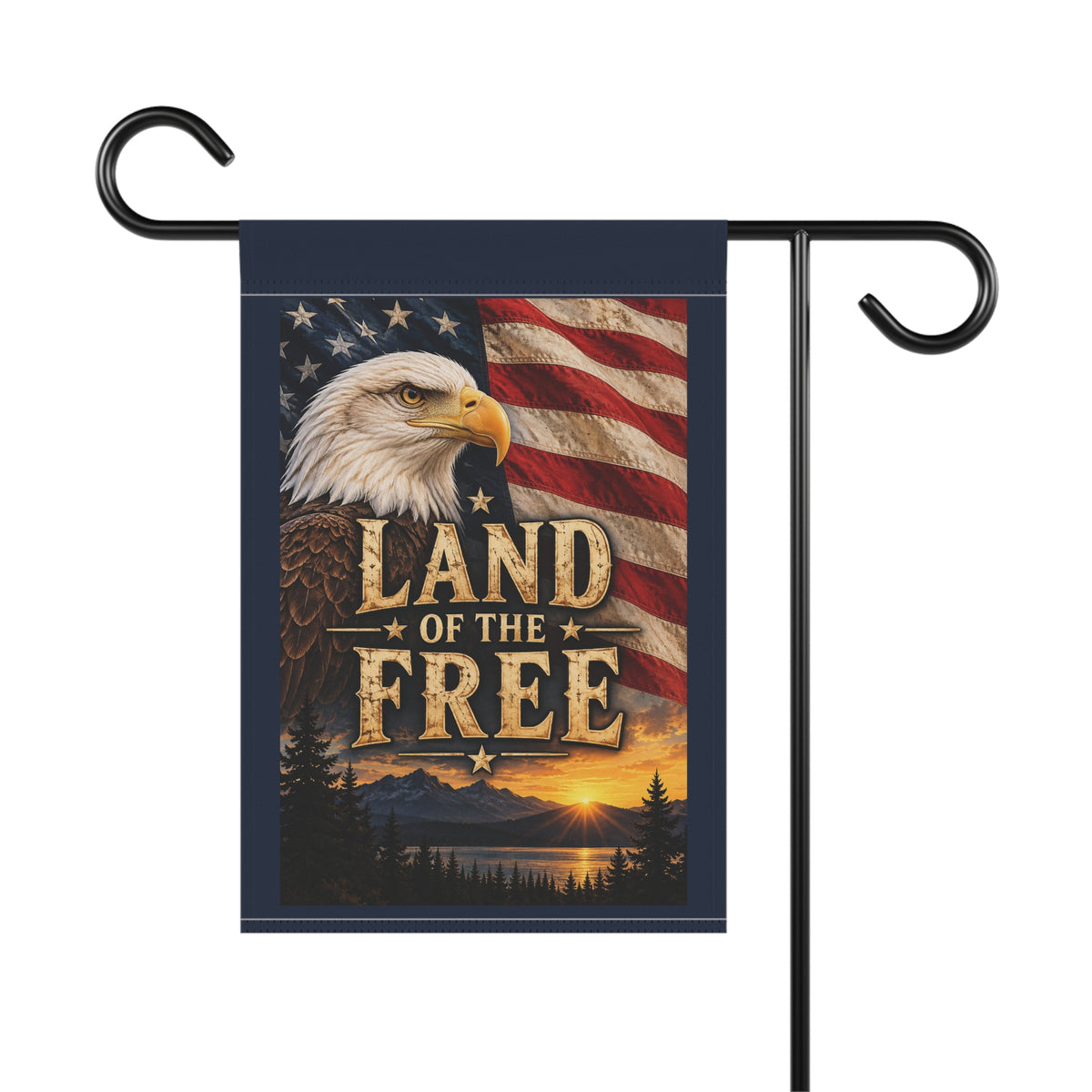 SatsandStripes.com Land of the Free Patriotic 12" x 18" Garden Flag – Bald Eagle & American Flag  Yard Decor