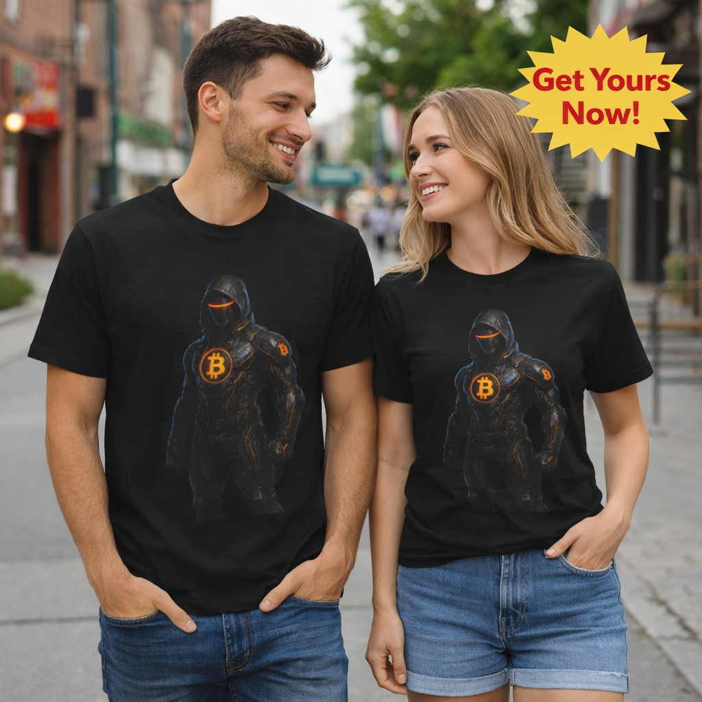Bitcoin Warrior Tee Armor Up with Bitcoin Power 2 colors 100% cotton