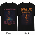 Creation vs Evolution Christian T-Shirt Genesis 1:1 Bible Verse Faith Statement Tee 2 colors 100% cotton