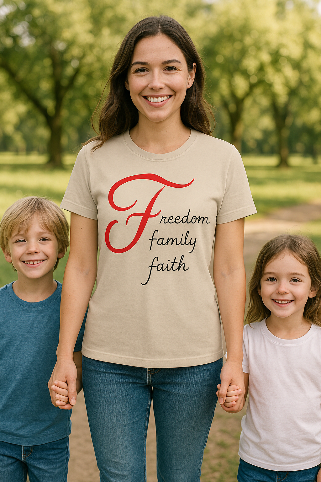 Freedom Family Faith T-Shirt Inspirational Christian Tee 6 colors 100% cotton