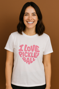 I Love Pickleball Heart Tee Cute Retro Bubble Letters T-Shirt for Pickleball Lovers 5 colors 100% cotton
