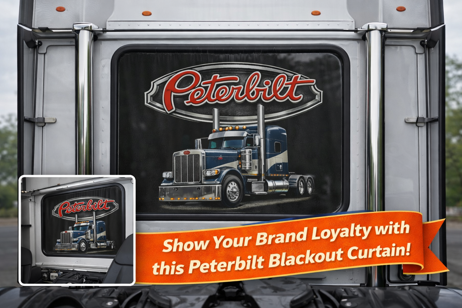 Peterbilt Truck Cab Blackout Curtain Truck Cab Privacy Shade Man Cave Garage Curtain 50" × 84"