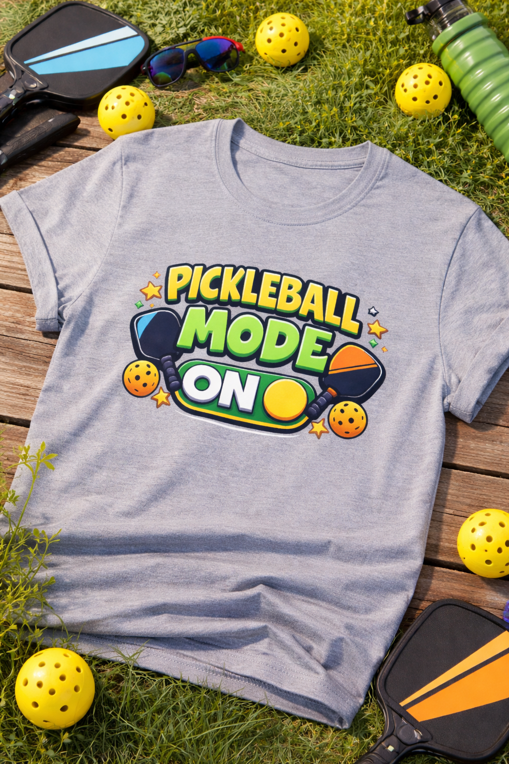 Pickleball Mode ON T-Shirt Funny Pickleball Shirt for Men & Women Pickleball Gift Court Life Tee 5 colors 100% cotton