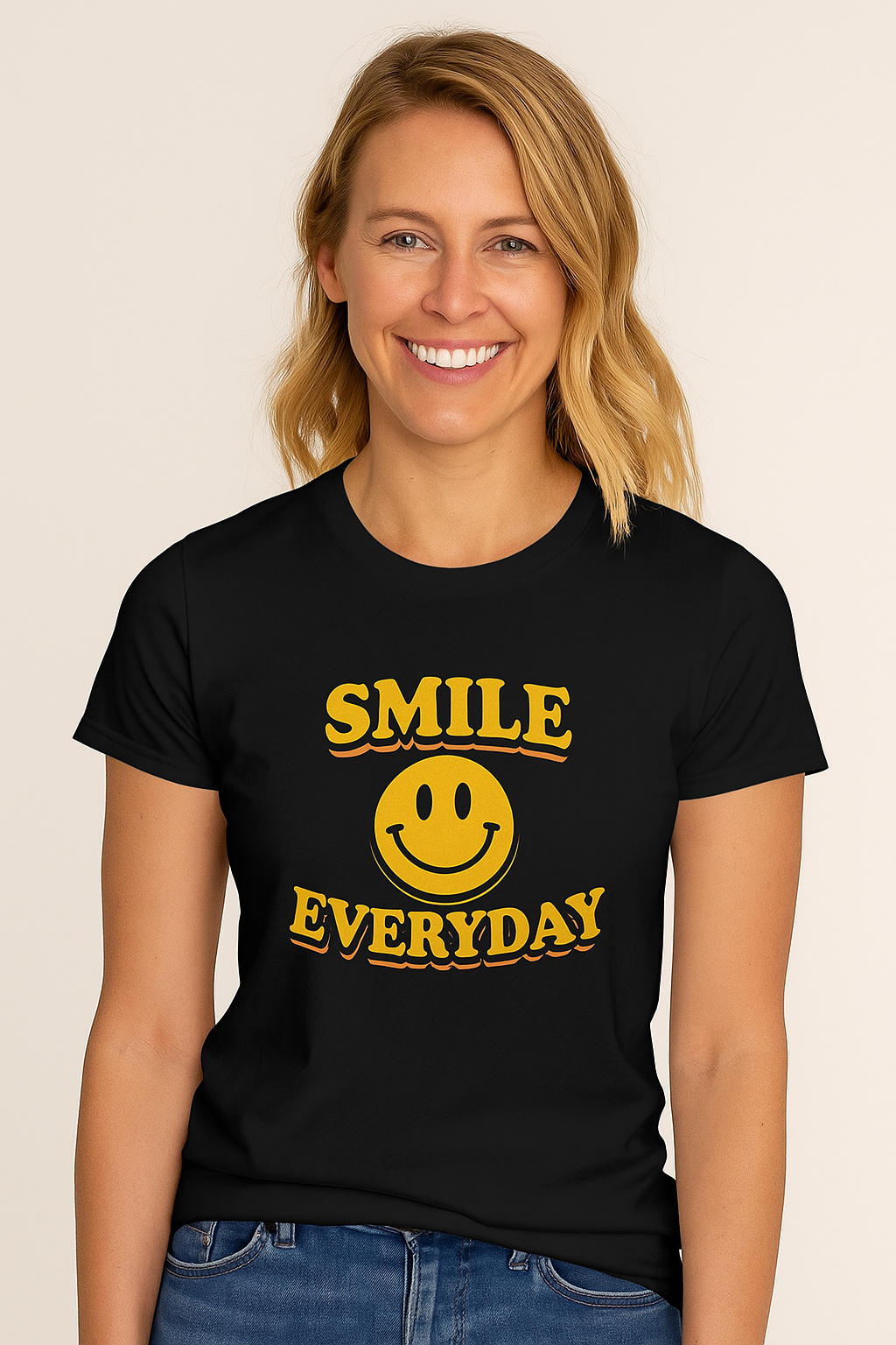 Smile Everyday Retro Tee Happy Vibes Shirt Positive Quote Graphic Tee Feel-Good Aesthetic Shirt 5 colors 100% cotton