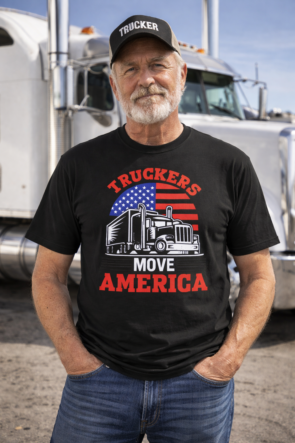 Truckers Move America Shirt Patriotic Trucker Tee American Flag Semi Truck T-Shirt Proud Truck Driver Gift 7 colors 100% cotton