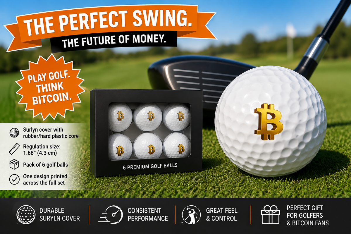 SatsandStripes.com Personalized Bitcoin Golf Balls – 6-Pack Crypto Golf Gift