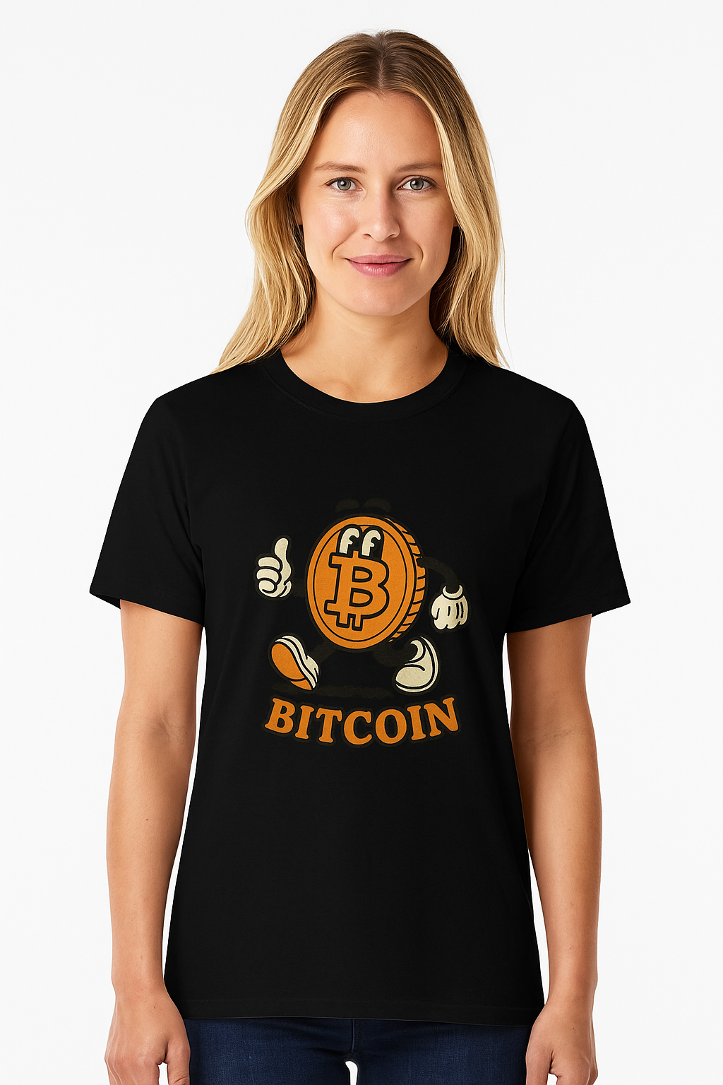 Bitcoin Tee with Character Who needs Gold when your Money has Legs 3 colors 100% cotton