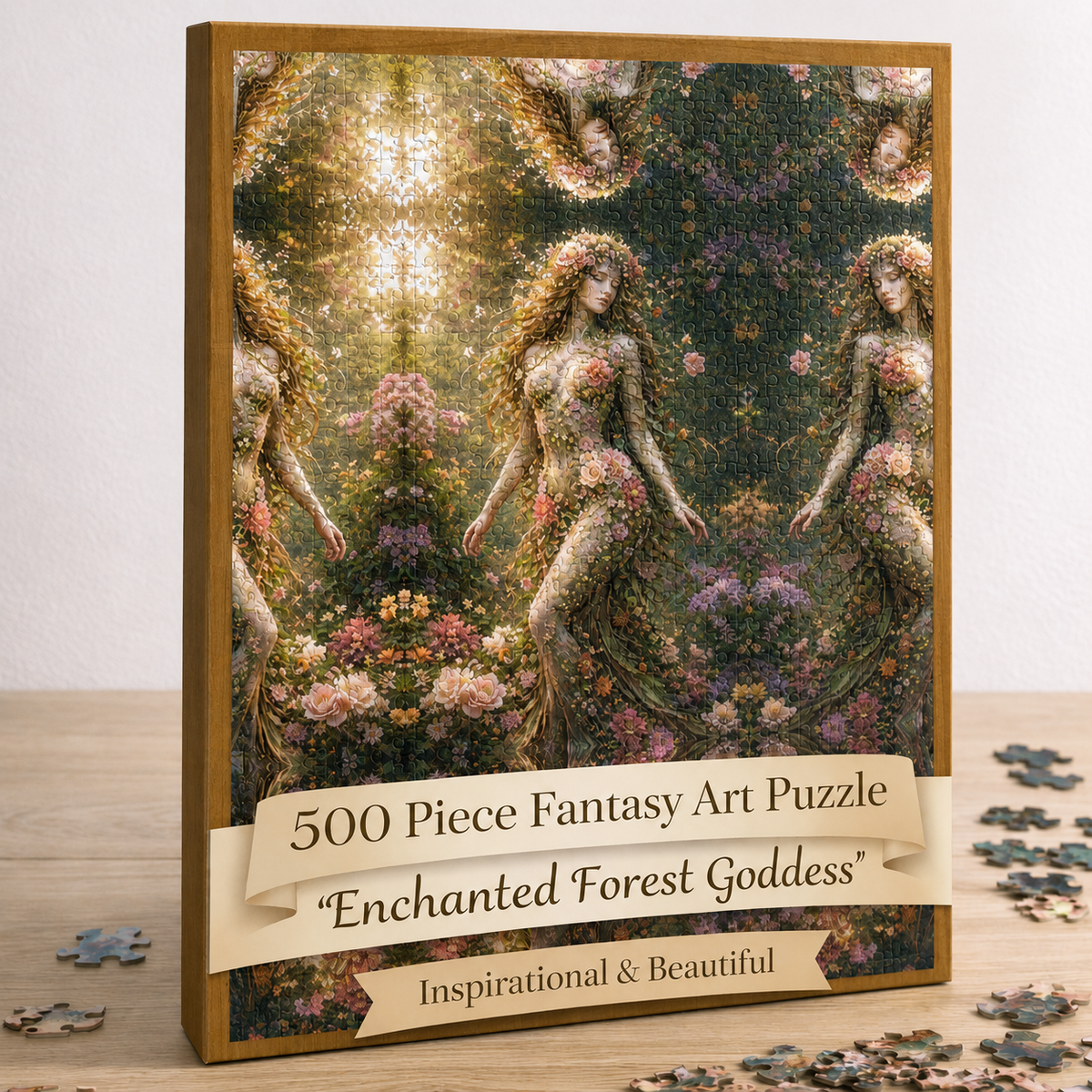 SatsandStripes.com Enchanted Forest Goddess Puzzle Piece Fantasy Jigsaw Puzzle Relaxing Adult Puzzle Gift for Puzzle Lovers 500 pieces 16 x 20