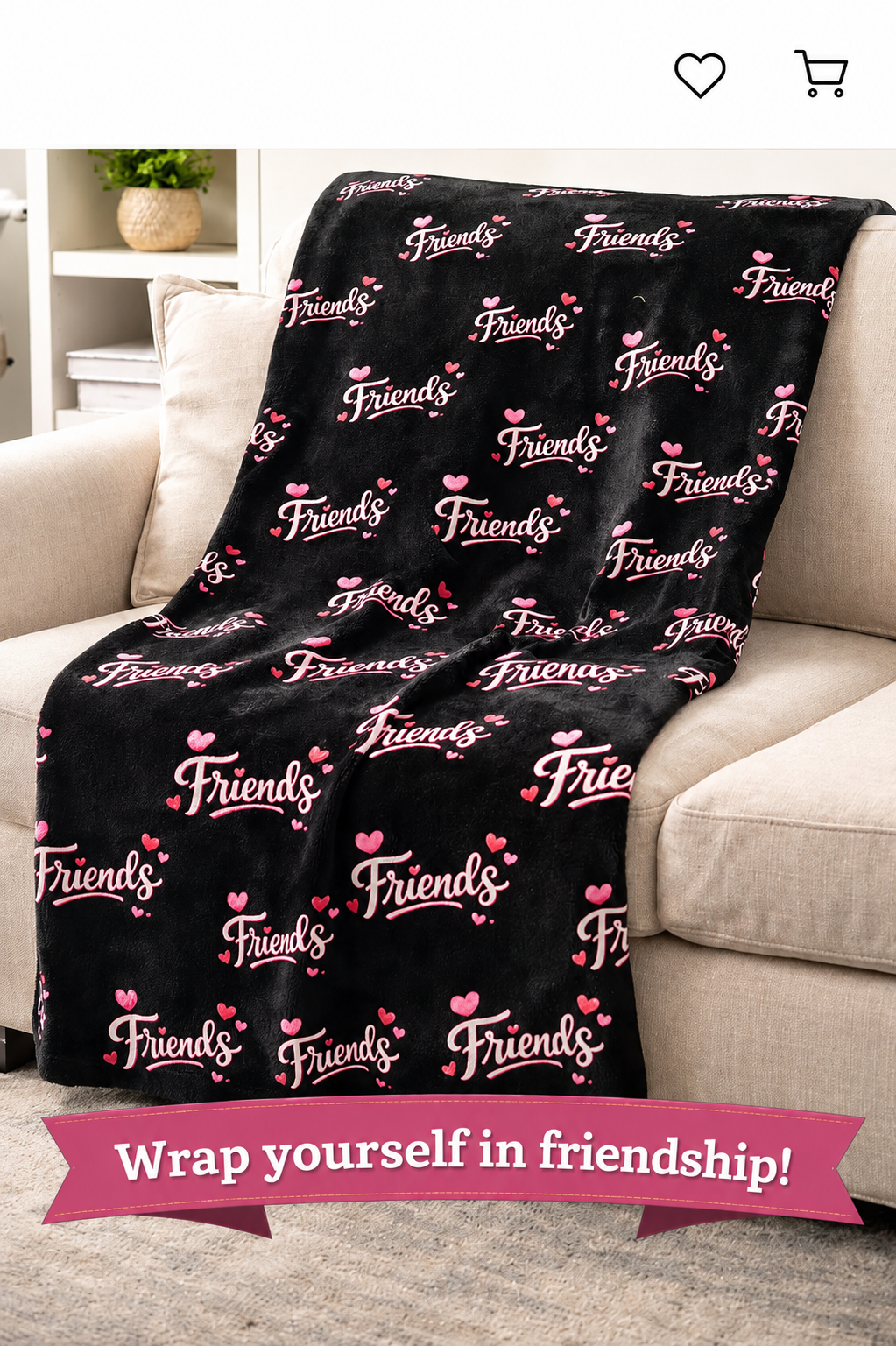 Friends Decke Gemütliche Freundschaftsdecke mit Herzen Süßes beste Freundin Geschenk Freundschaftsgeschenkidee 3 Größen