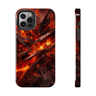 SatsandStripes.com Fiery Abstract Tough Phone Case Protective iPhone Samsung Case Glossy Impact Resistant Phone Cover