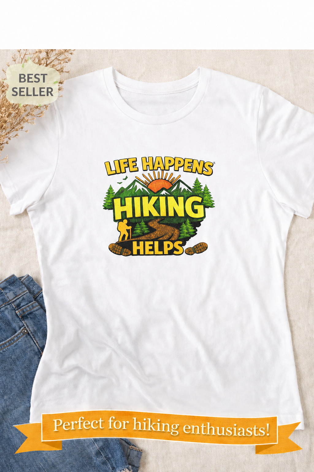 Life Happens Hiking Helps Shirt Women's Hiking Lover Tee Nature Lover Gift Mountain Hiking Shirt 6 colors 100% cotton