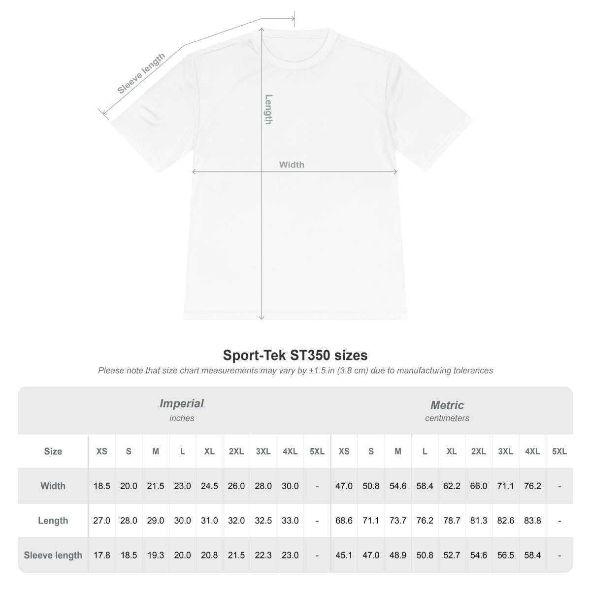 Sats and Stripes ST350 Size Chart